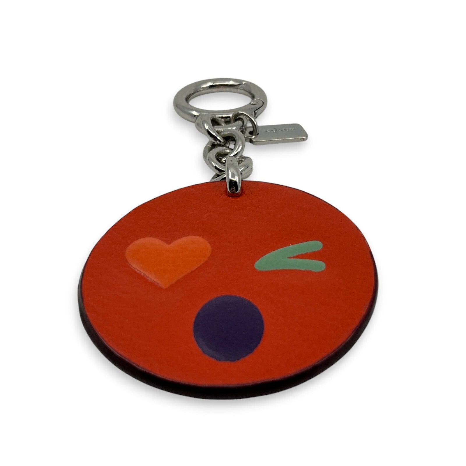 Coach Winky Emoji Leather Keychain Bag Charm in Orange