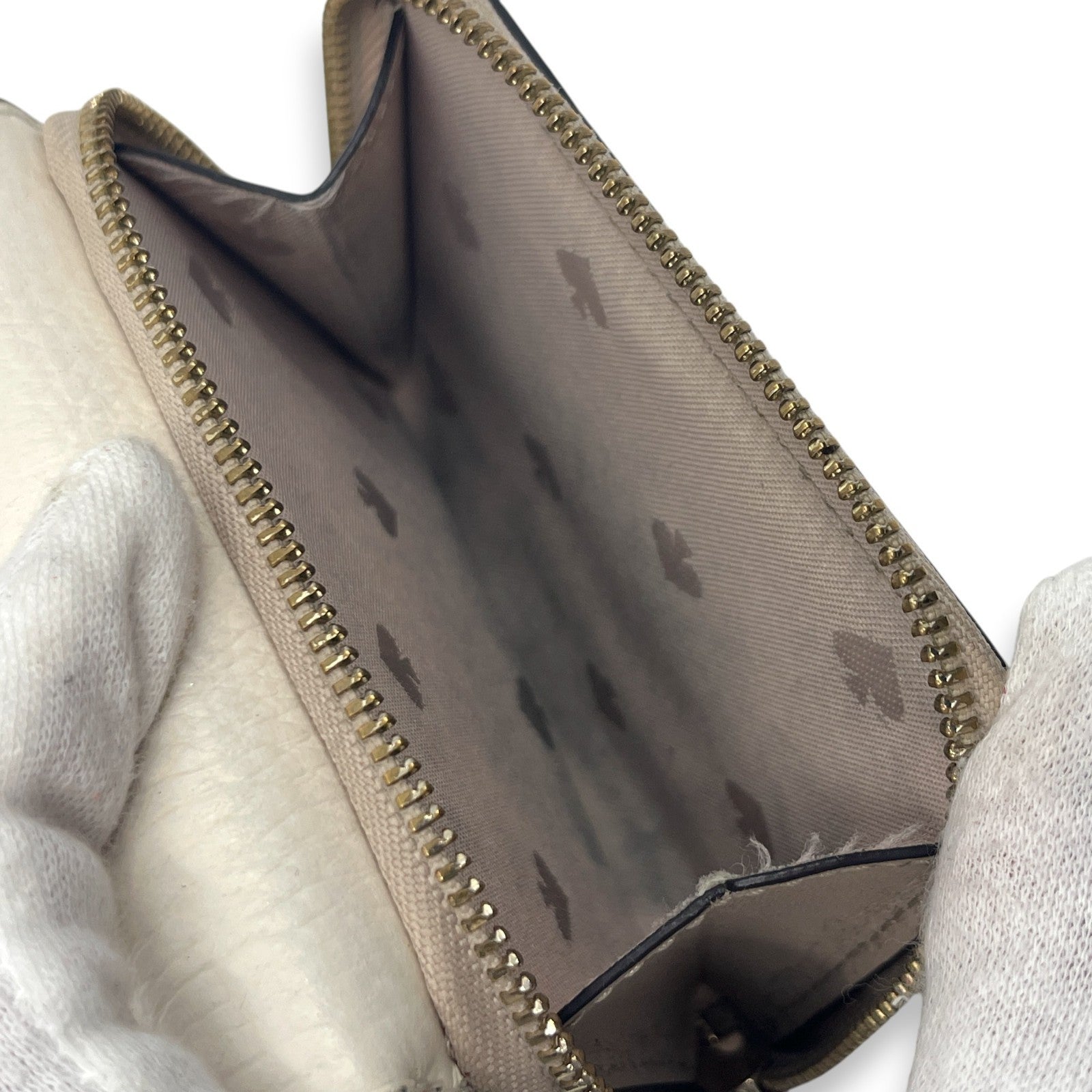 Kate Spade Off White Beige Leather Trifold Wallet Zip Coin Purse