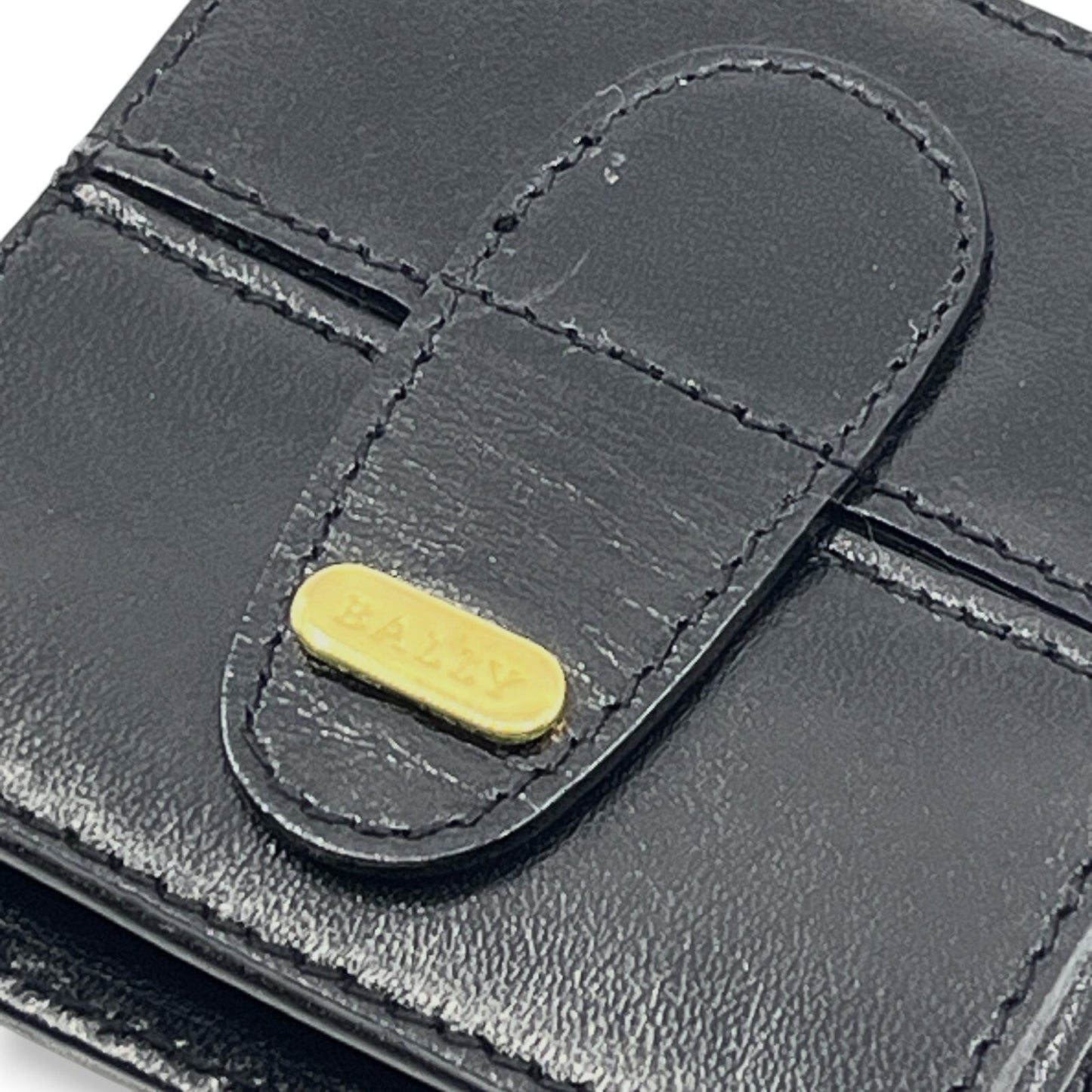 Bally Compact Leather Coin Wallet in Black w/ Box and Dust Bag