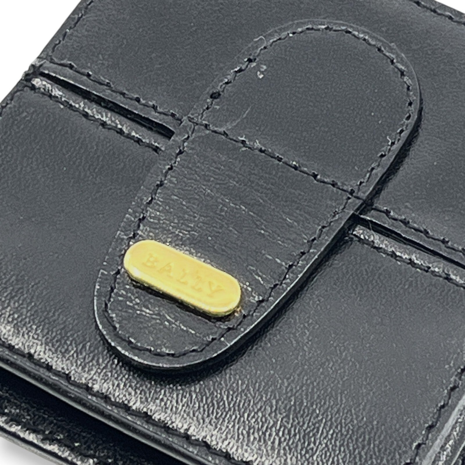 Bally Compact Leather Coin Wallet in Black w/ Box and Dust Bag