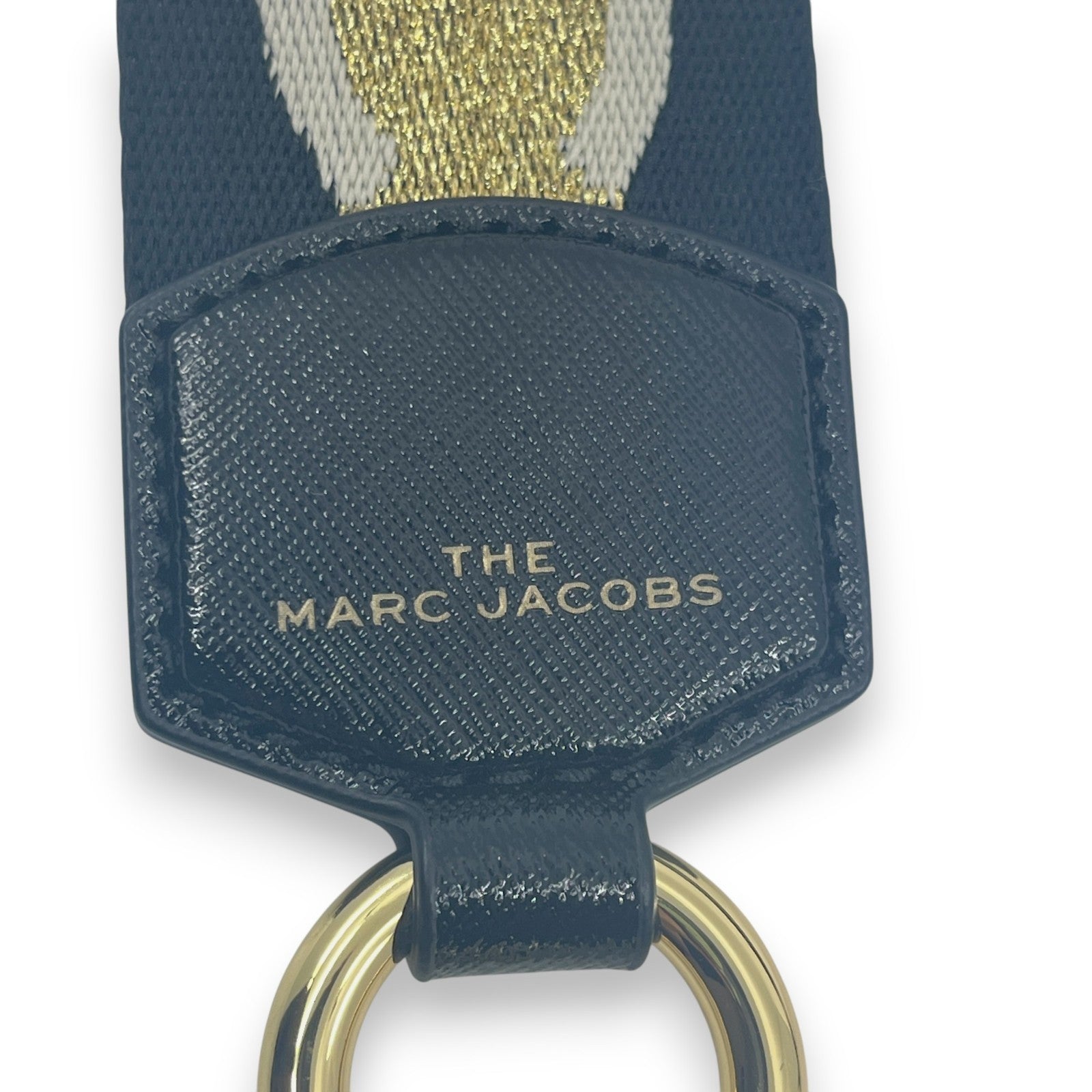 Marc Jacobs Adjustable Webbing Strap Black Gold with White Woven Logo
