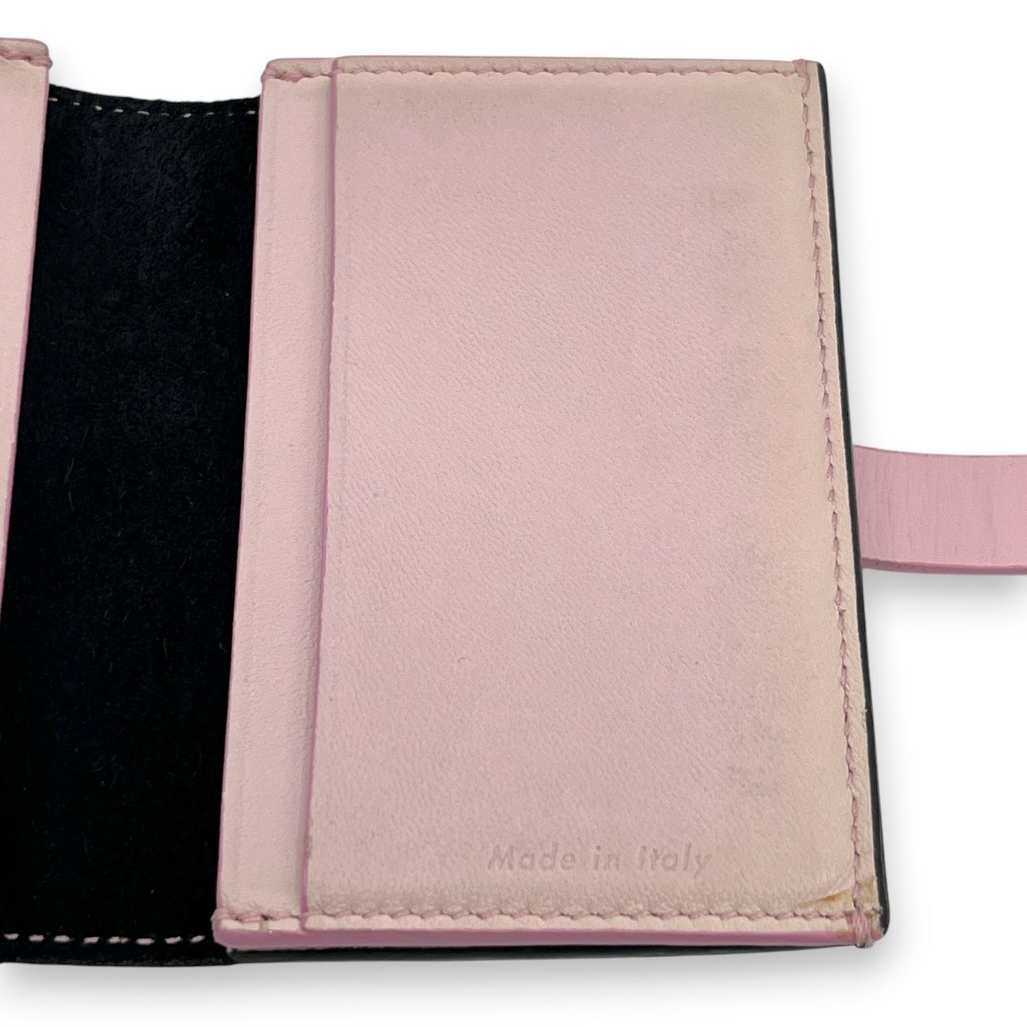 Celine Black Pink Leather Card Holder with Snap Tab