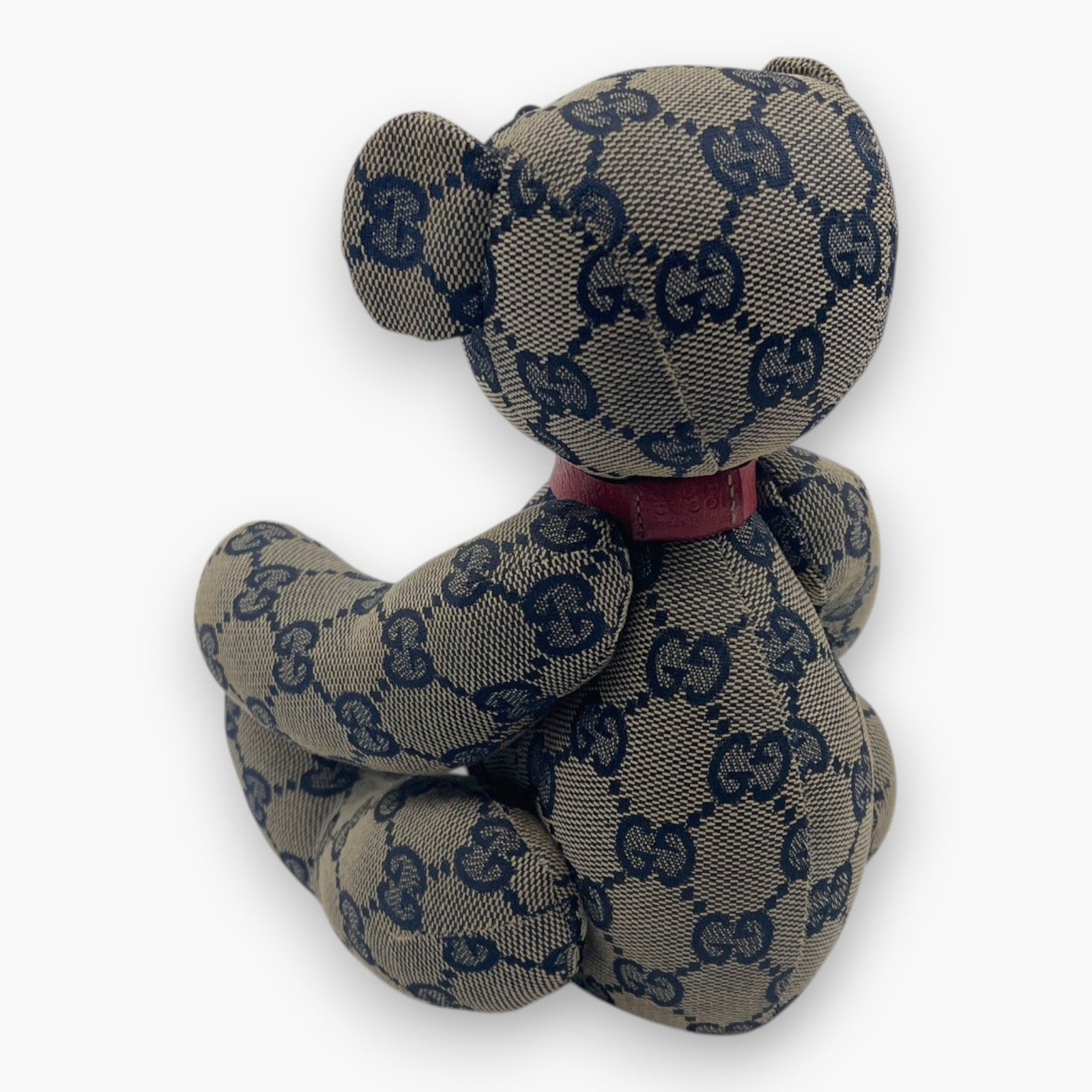 Gucci GG Monogram Canvas Teddy Bear Plush Doll Beige Navy