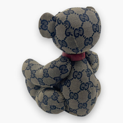 Gucci GG Monogram Canvas Teddy Bear Plush Doll Beige Navy