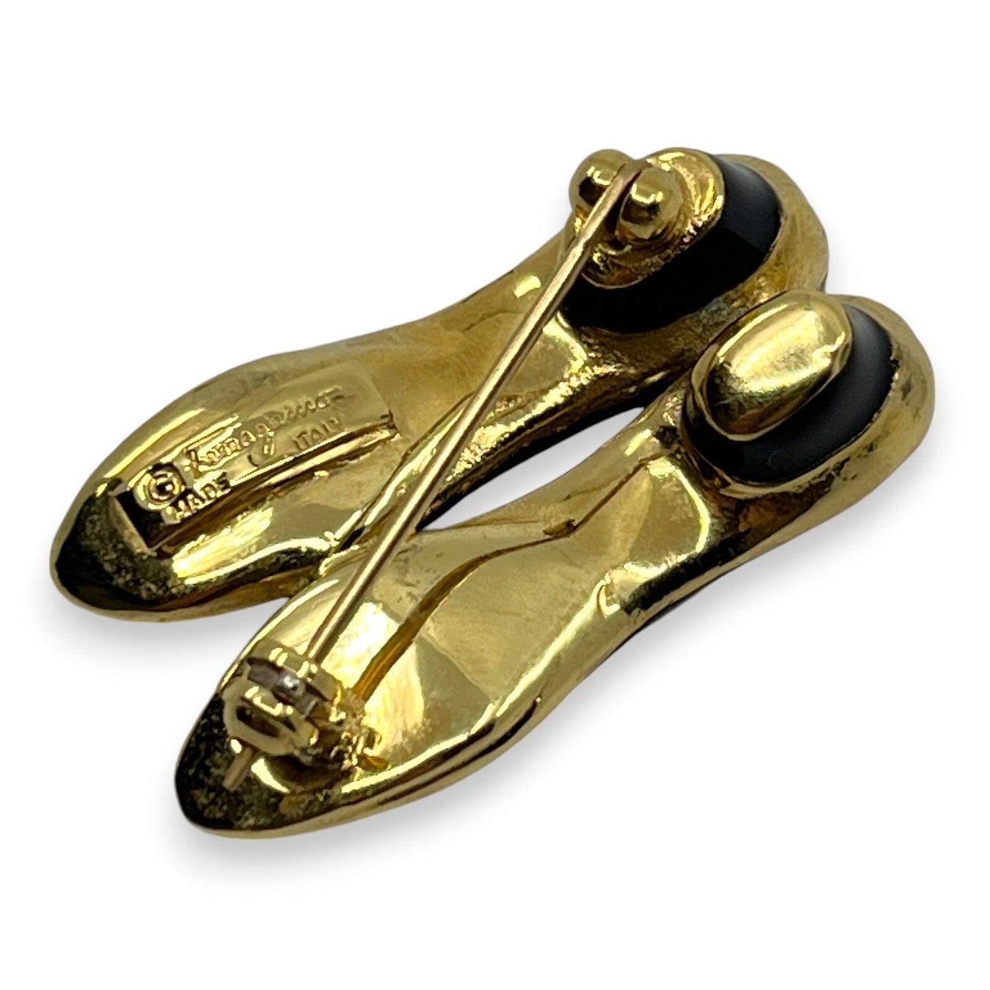 Salvatore Ferragamo Earrings and Ballet Flats Brooch Set w/ Box Dust Bag