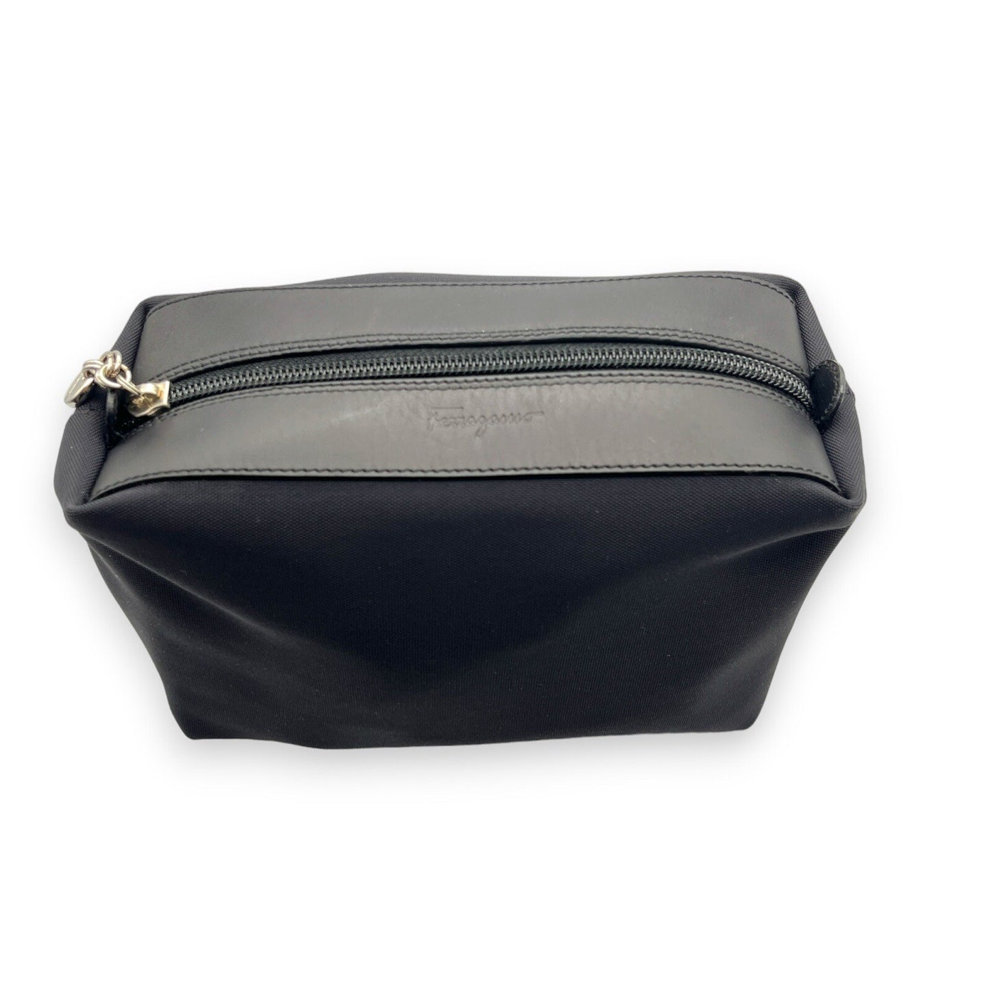 Salvatore Ferragamo Fabric and Leather Pouch in Black