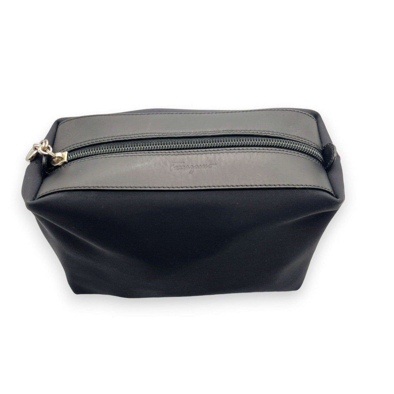 Salvatore Ferragamo Fabric and Leather Pouch in Black