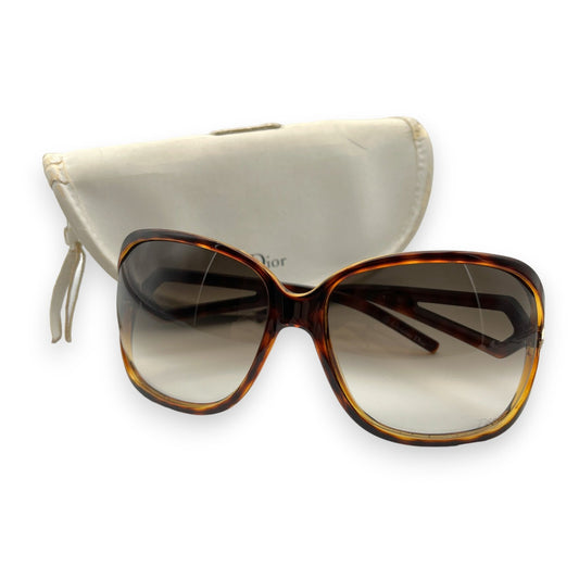 Christian Dior Madrague Square Sunglasses Brown w/ Case