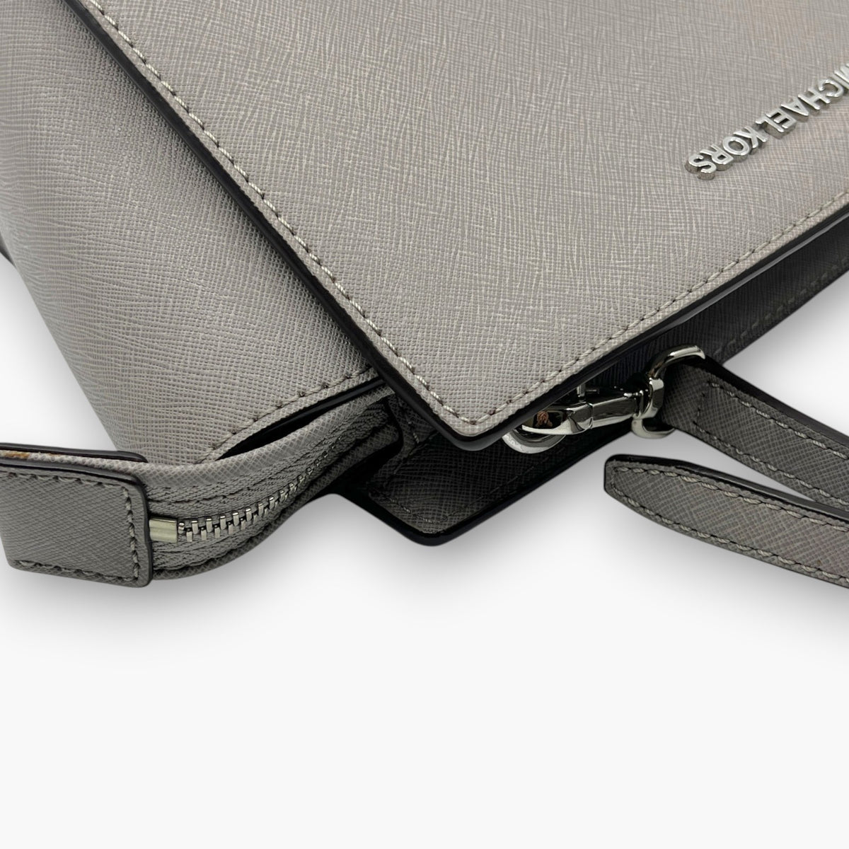 MICHAEL KORS Saffiano Leather Shoulder Bag Gray Crossbody Medium