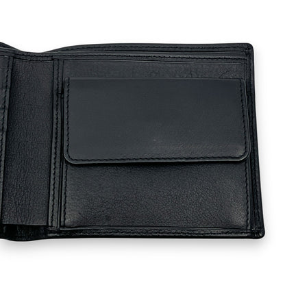 Christian Dior Black Leather Bifold Wallet with Silver Logo Plate
