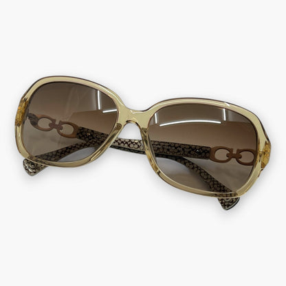 COACH Sunglasses HC8019A L506 Beatrice Sand Brown Frame Signature Temple Logo