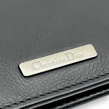 Christian Dior Black Leather Bifold Wallet with Silver Logo Plate