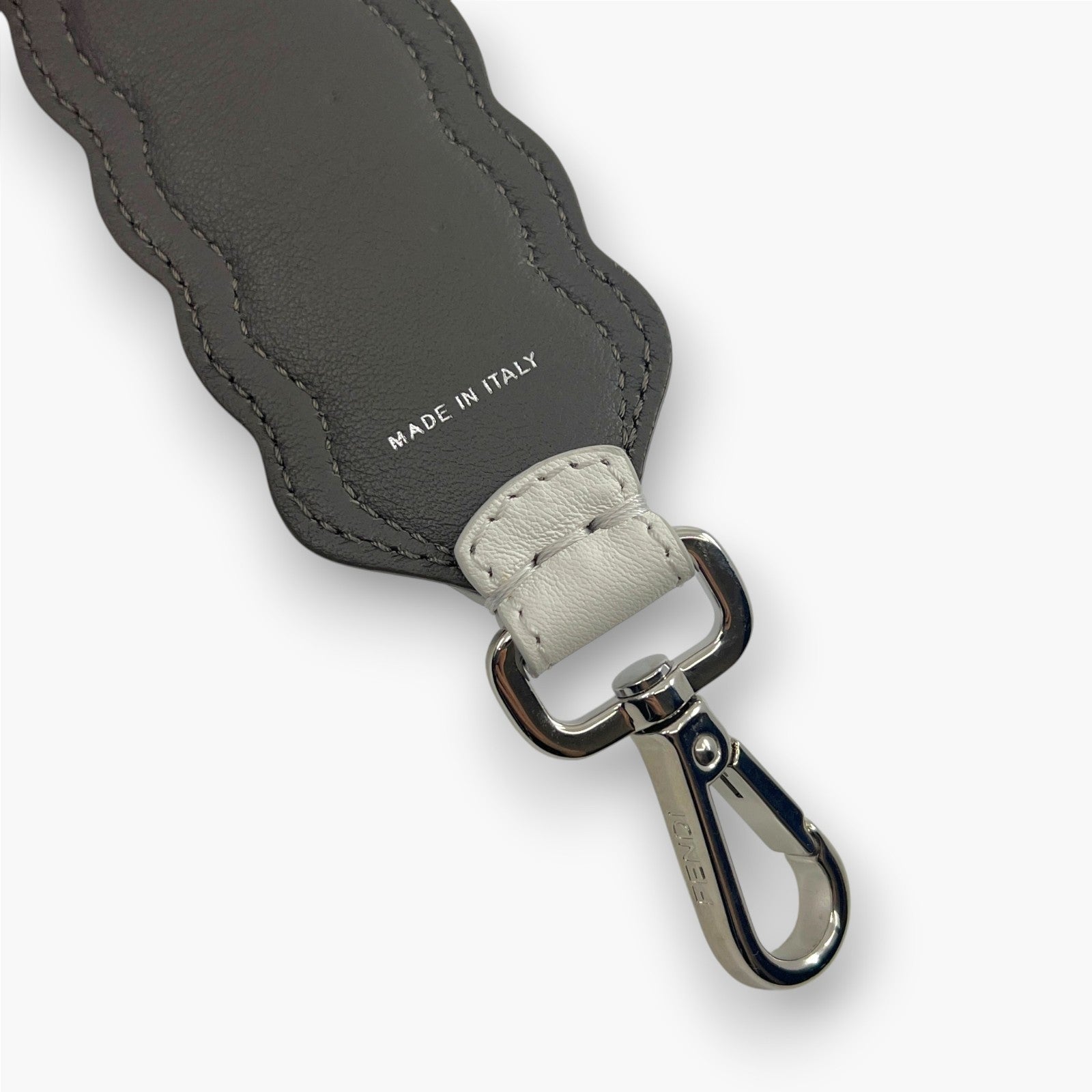 FENDI Strap You Shoulder Strap White Leather Multi-Color Studs