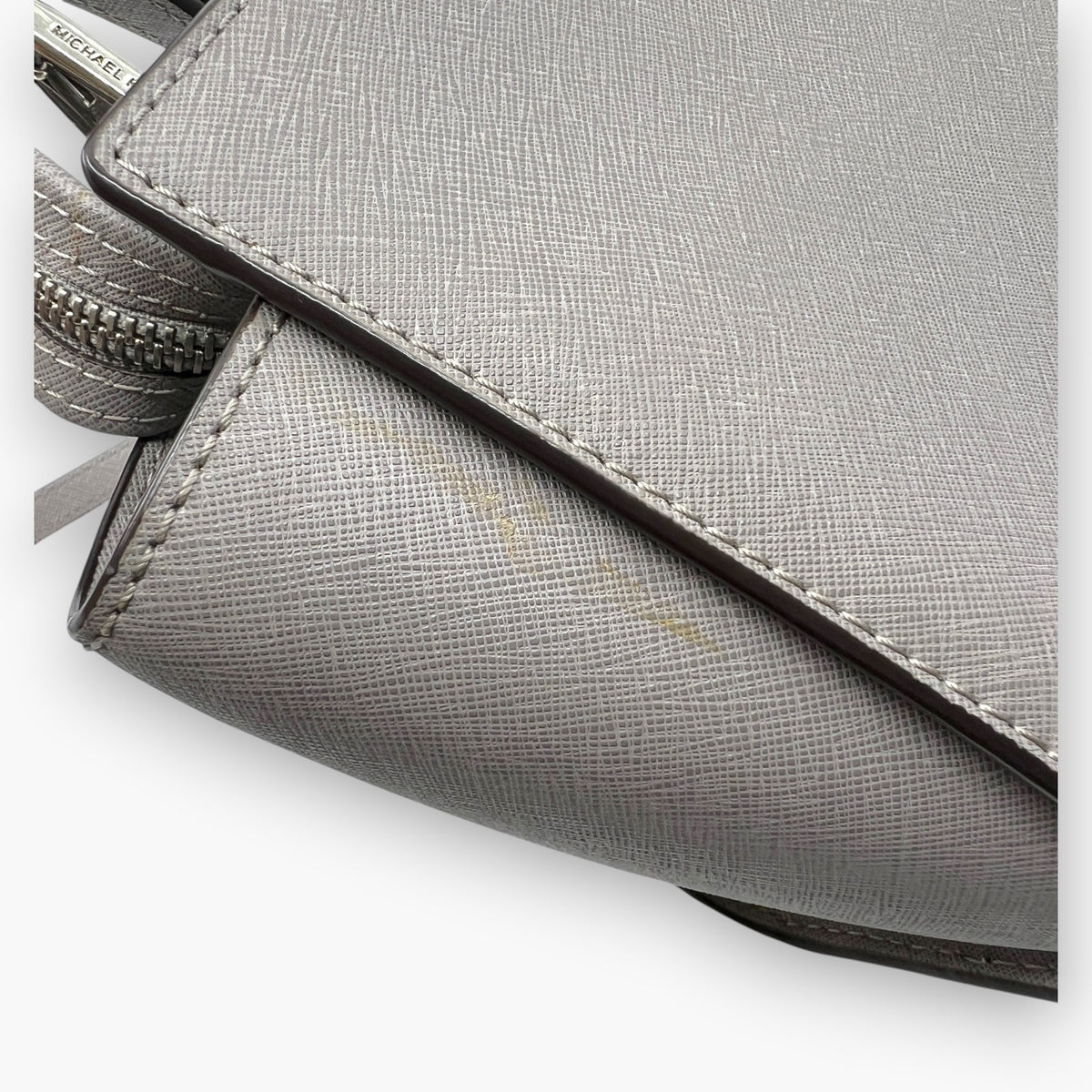 MICHAEL KORS Saffiano Leather Shoulder Bag Gray Crossbody Medium