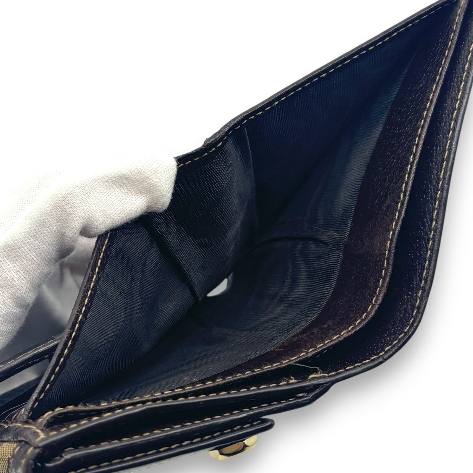 Gucci GG Canvas Bifold Wallet Brown Leather Trim w/ Box