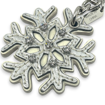 Coach Snowflake Keychain Bag Charm in Silver with Rhinestone