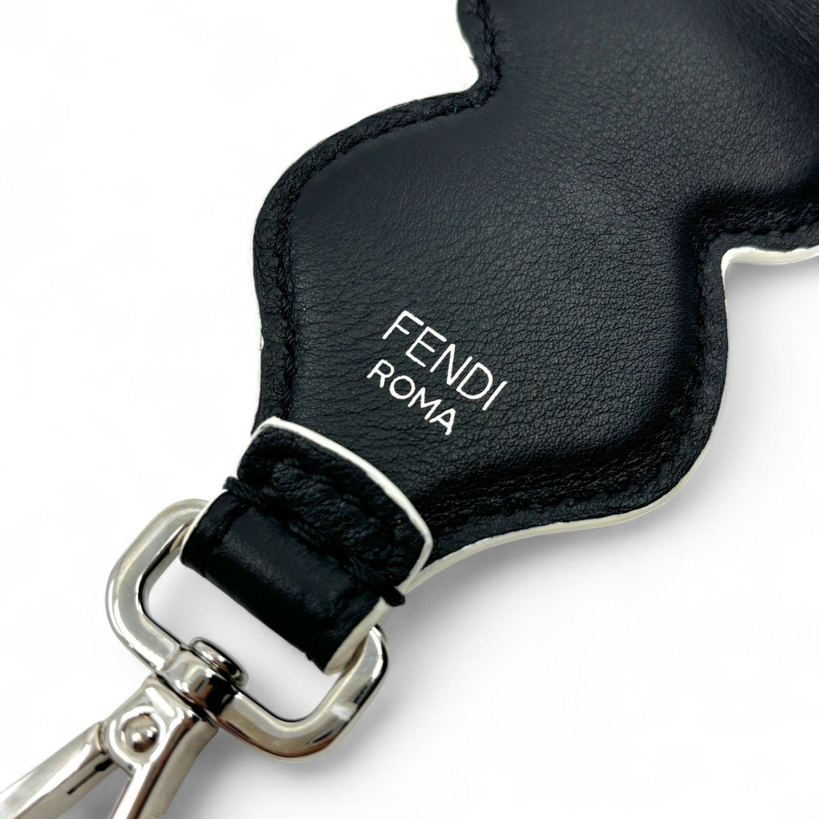 Fendi Strap You Black Leather Bag Strap with Red Heart Studs