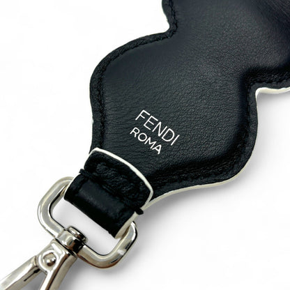 Fendi Strap You Black Leather Bag Strap with Red Heart Studs