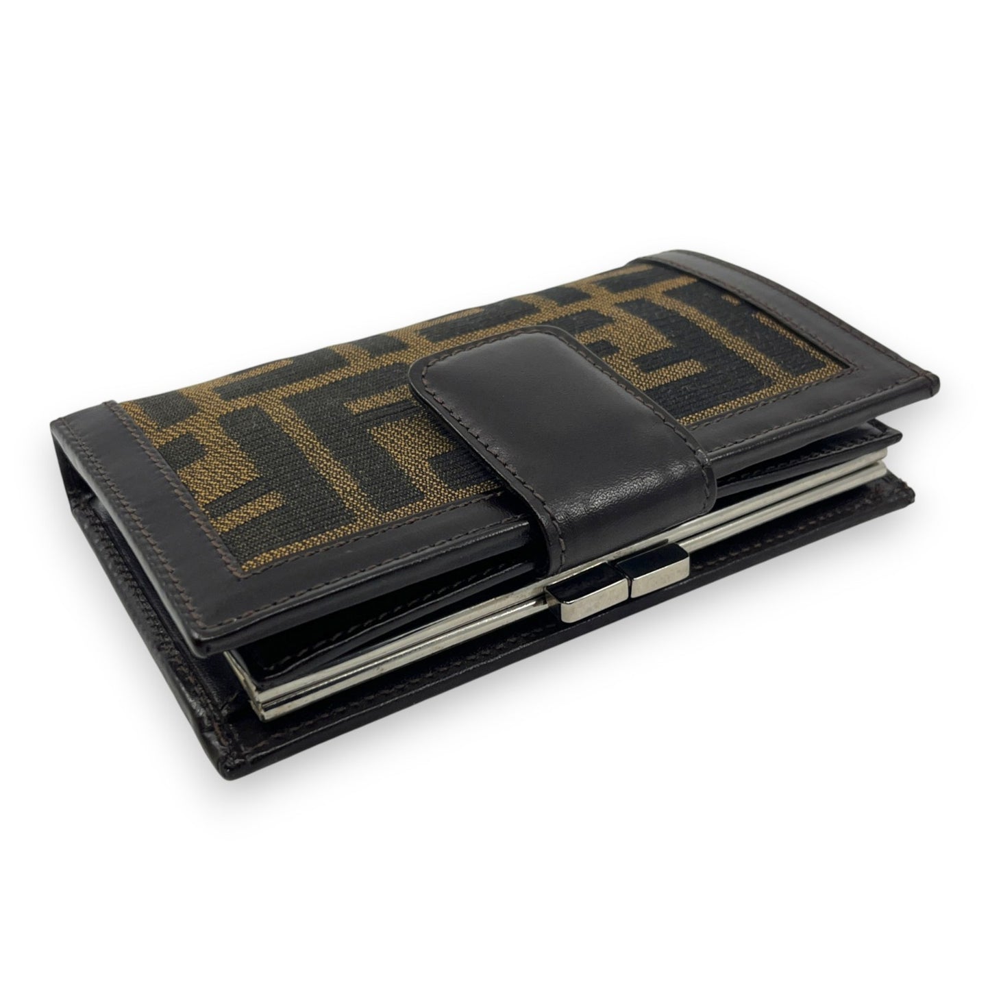 Fendi Zucca  Canvas Leather Bifold Wallet in Brown /w Box