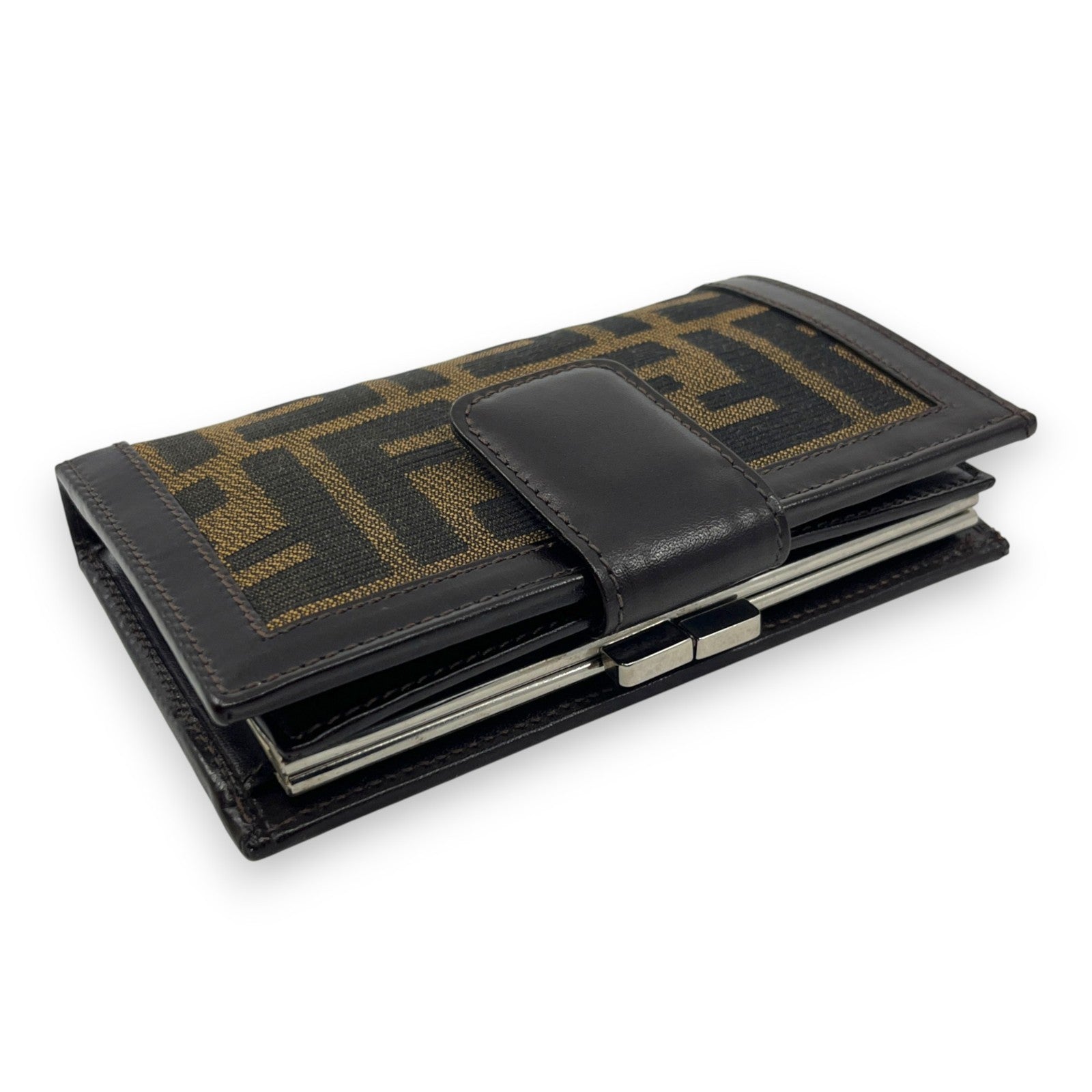 Fendi Zucca  Canvas Leather Bifold Wallet in Brown /w Box