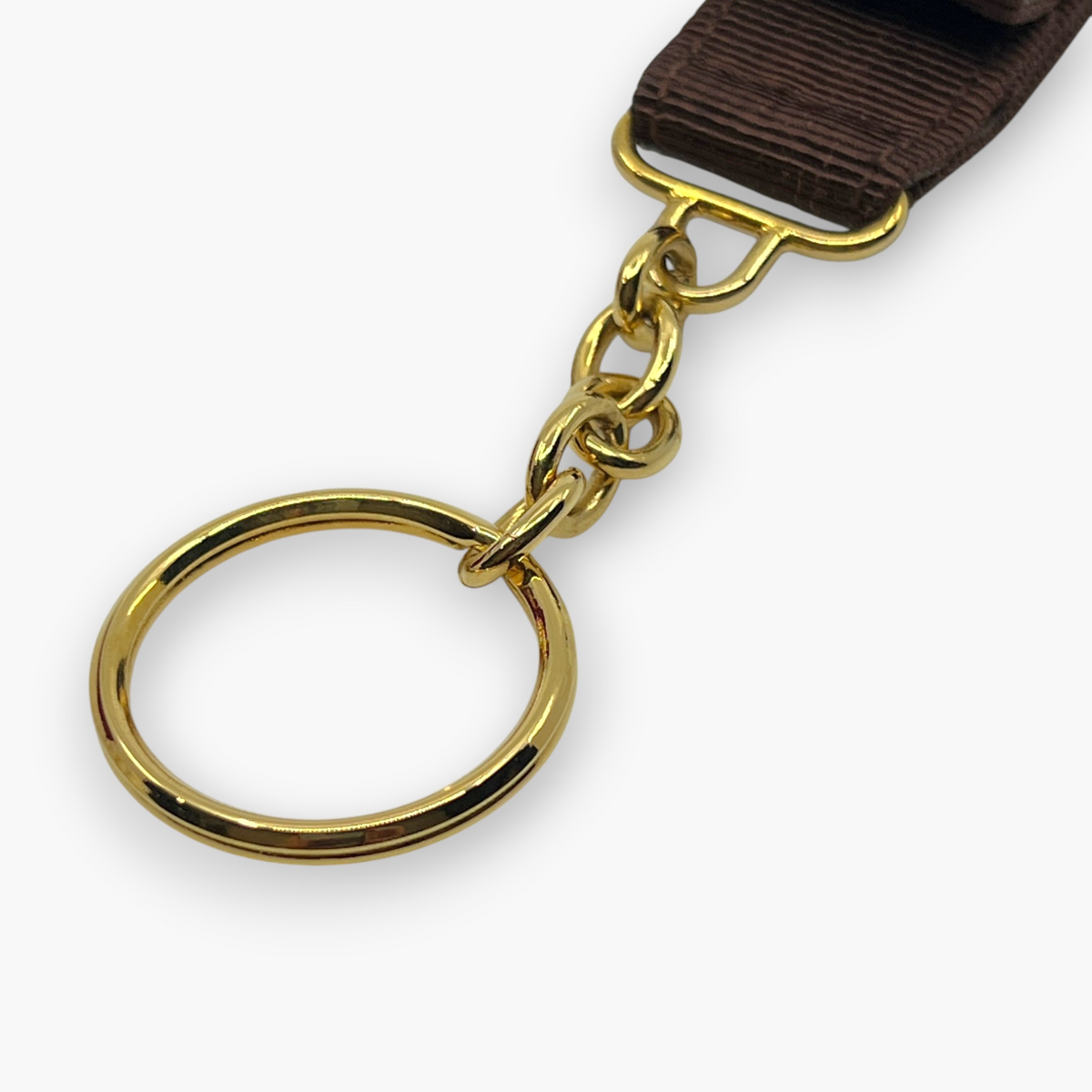 Ferragamo Vara Ribbon Keychain Key Ring Brown Gold 22-3055 W/ Box Card