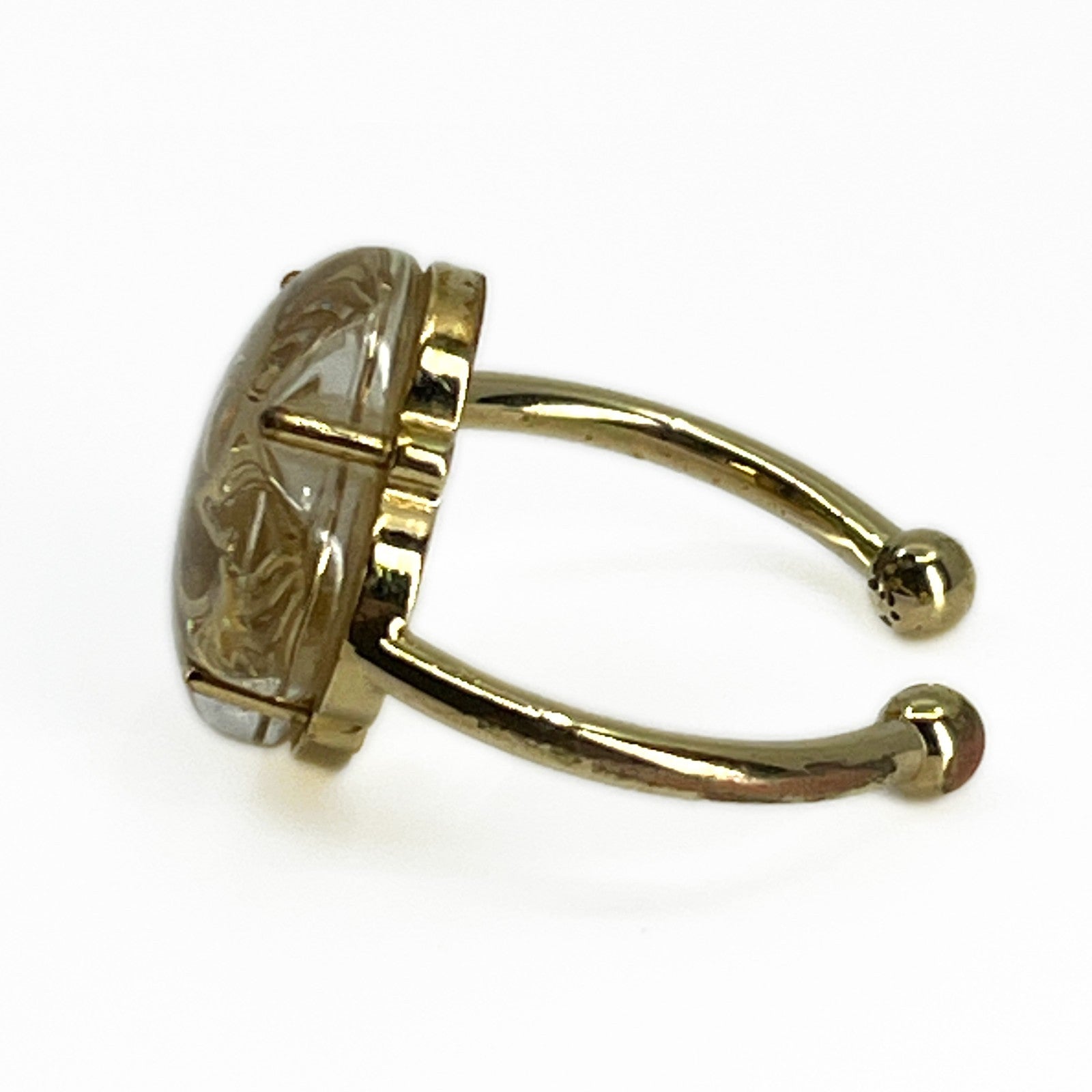 Louis Vuitton Monogram Flower Resin Ring Gold Tone Size US 3.5 (Japan 5) Pinky