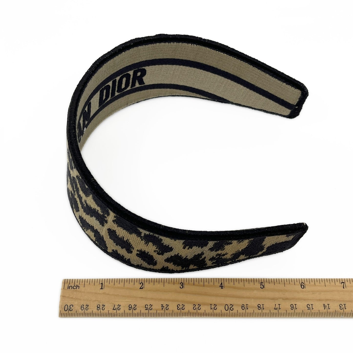 Christian Dior Wide Headband in Beige Leopard