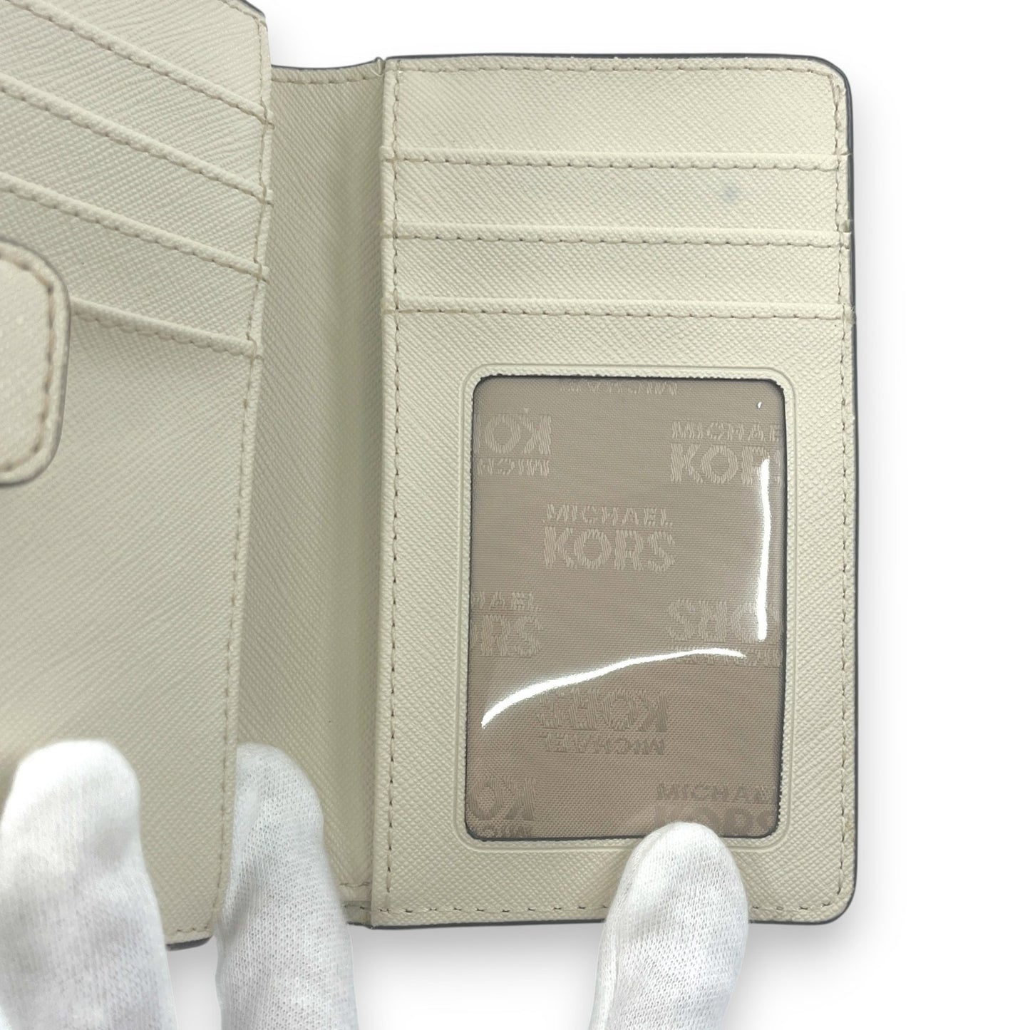 Michael Kors White Leather Compact Bifold Wallet