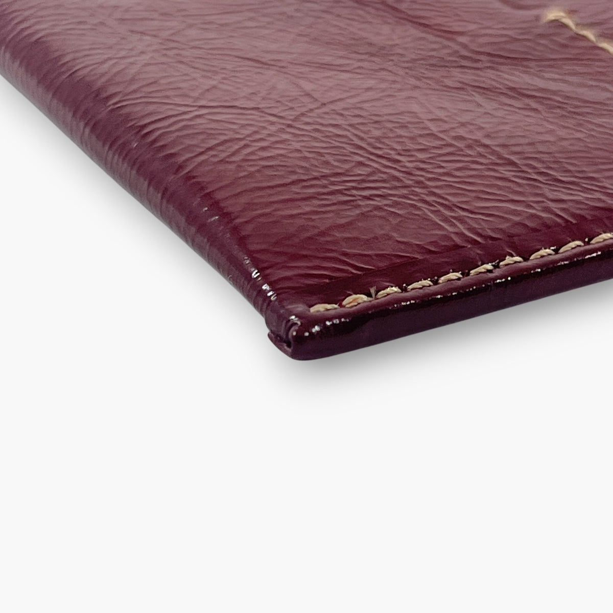 Coach Coin Case Key Ring Zip Wallet Patent Leather Burgundy