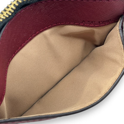 Marc Jacobs Burgundy Leather Zip Card Case Wallet Key Ring ID Window