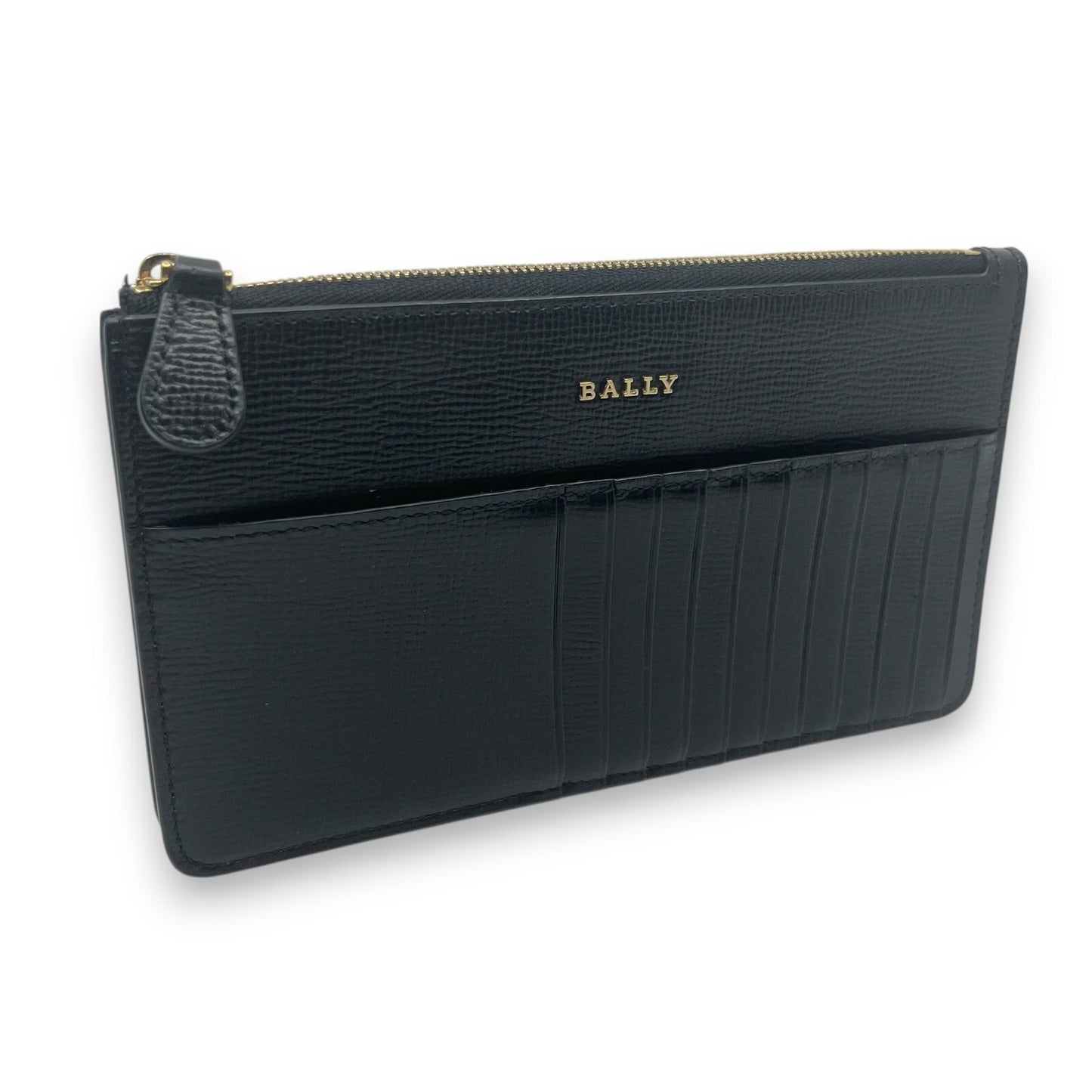 Bally Mandy Leather Chain Card Wallet Black with Box and Dust Cloth