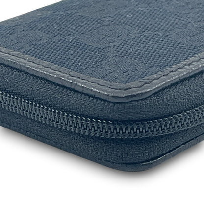 Gucci GG Canvas Coin Purse Black Leather Trim Compact w/ Box