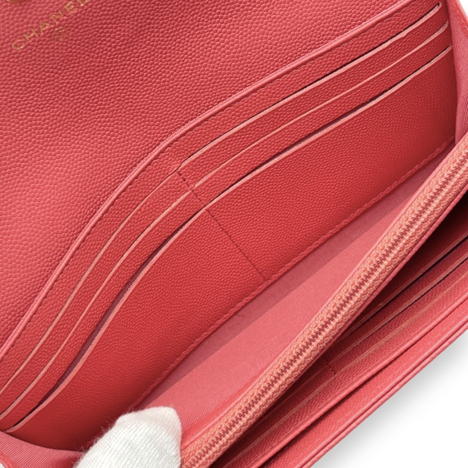 Chanel Caviar Skin Leather Long Wallet  Pink w/ Dust Bag & Certificate