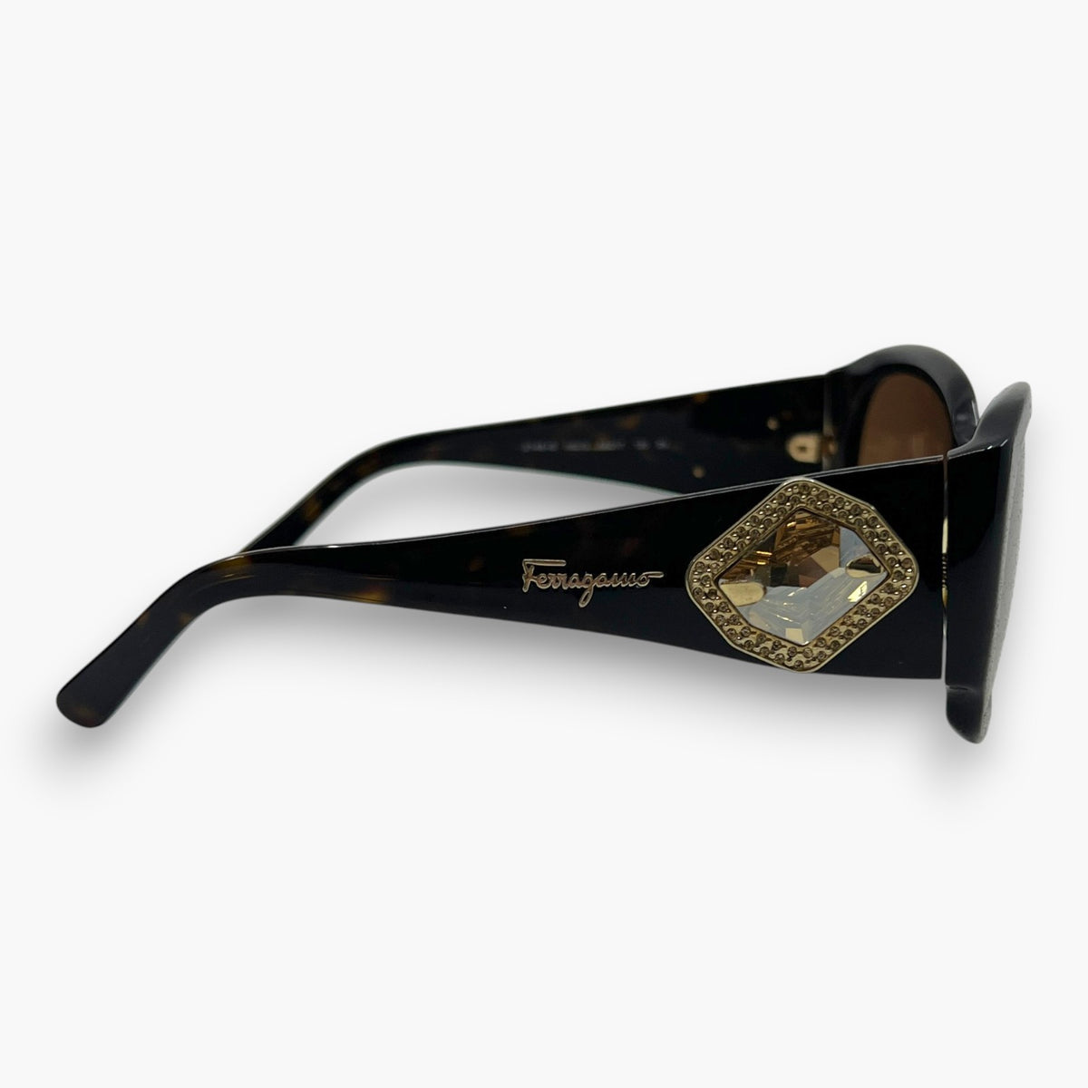 Ferragamo Rhinestone Sunglasses Brown Tortoise 2146-B W/ Case Box