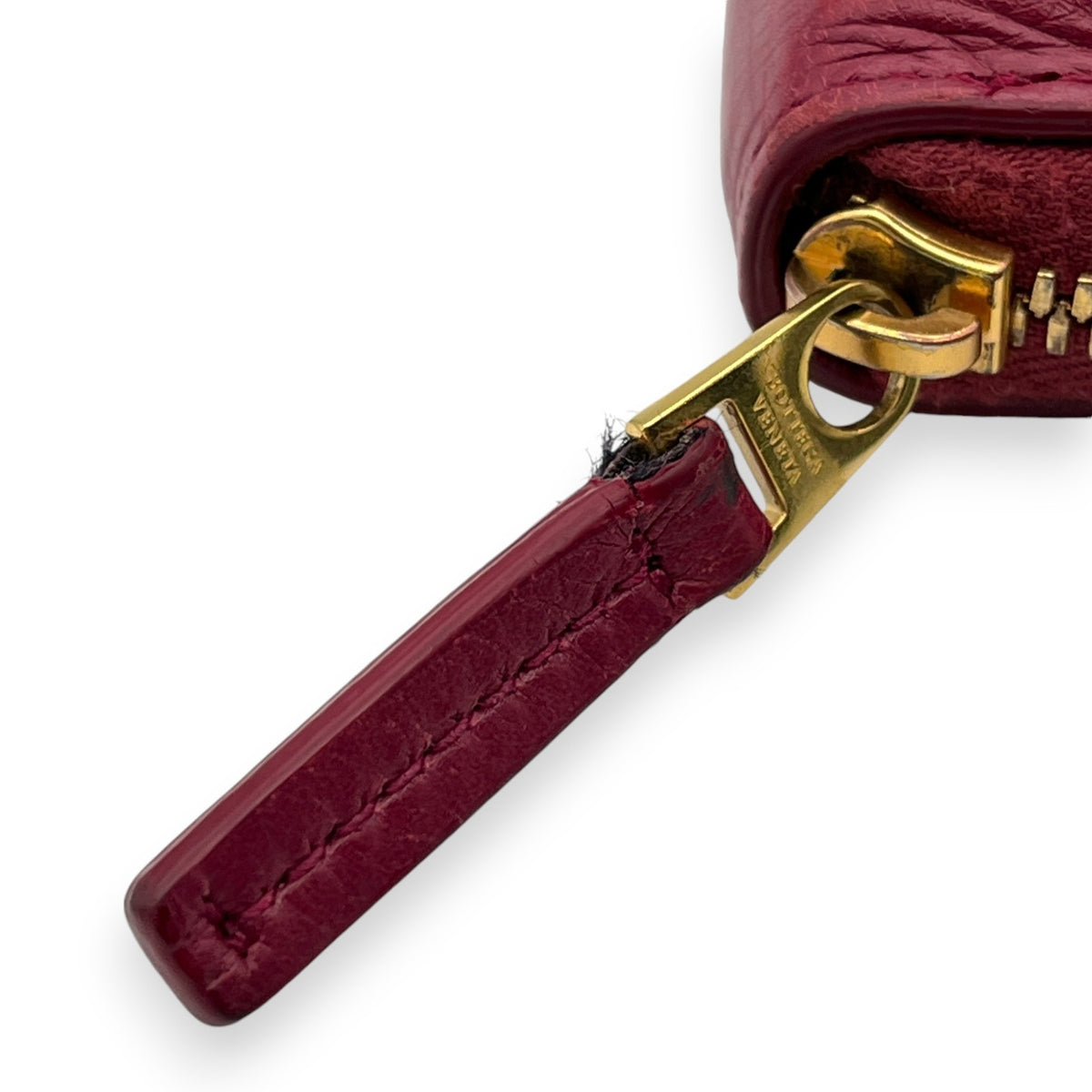 Bottega Veneta Padded Paper Calf Mini Wallet Burgundy Red Zipper