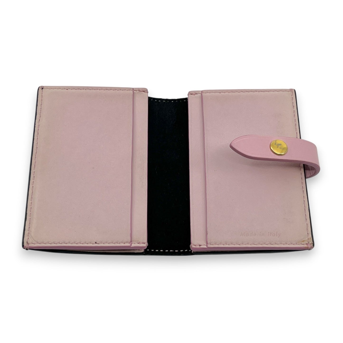 Celine Black Pink Leather Card Holder with Snap Tab