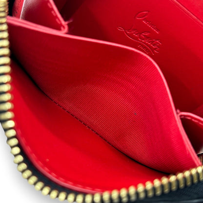Christian Louboutin Panettone Black Leather Zip Wallet w/ Spikes Box Dust Bag