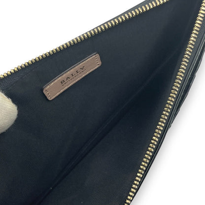 Bally Mandy Leather Chain Card Wallet Black with Box and Dust Cloth