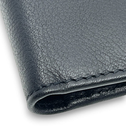 Christian Dior Black Leather Bifold Wallet with Silver Logo Plate