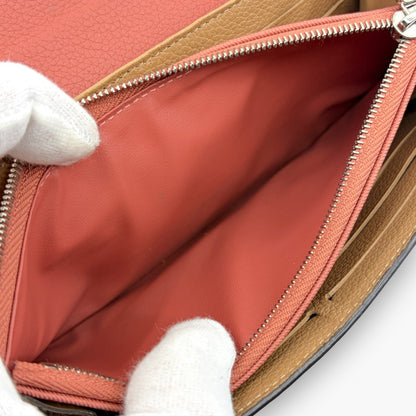 Louis Vuitton Portefeuille Lockme II Long Wallet Pink Beige Leather