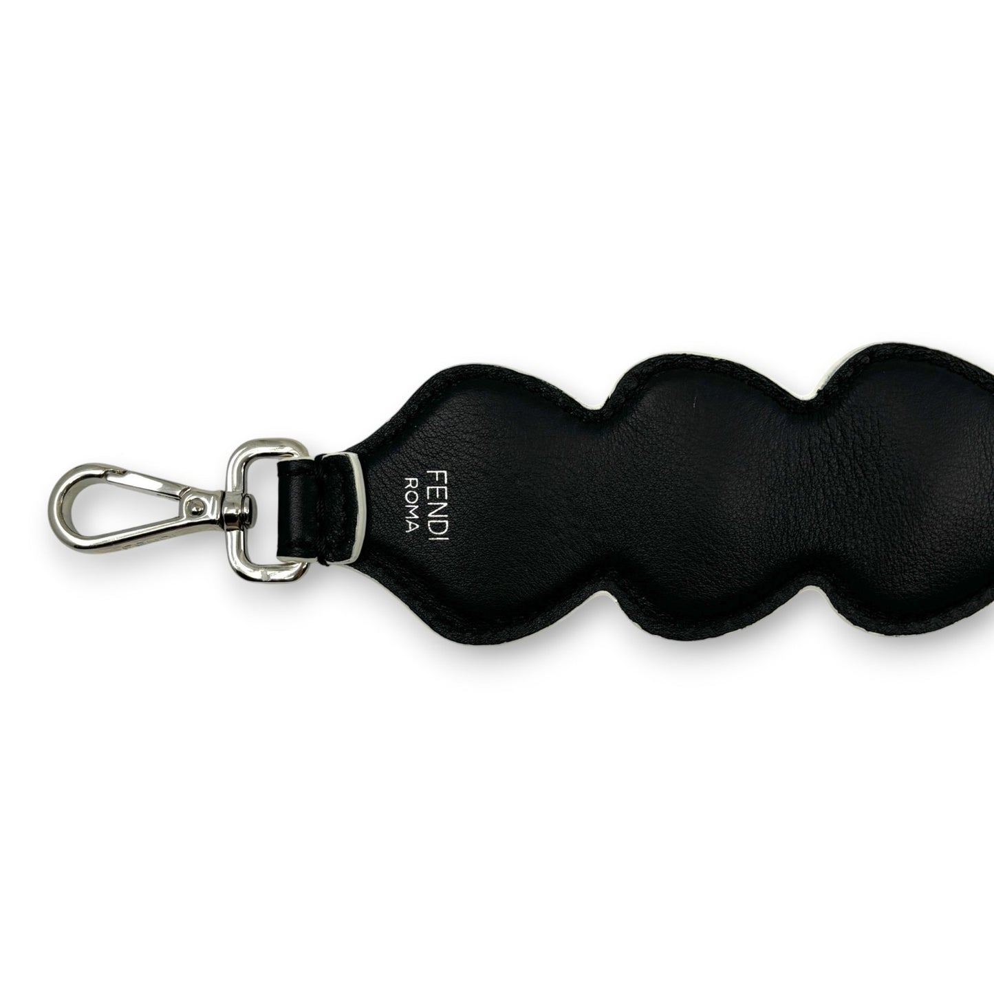 Fendi Strap You Black Leather Bag Strap with Red Heart Studs