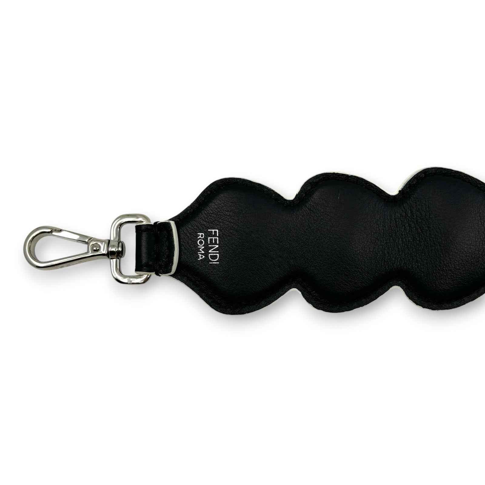 Fendi Strap You Black Leather Bag Strap with Red Heart Studs