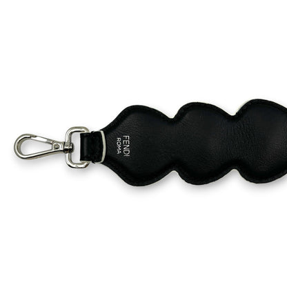 Fendi Strap You Black Leather Bag Strap with Red Heart Studs