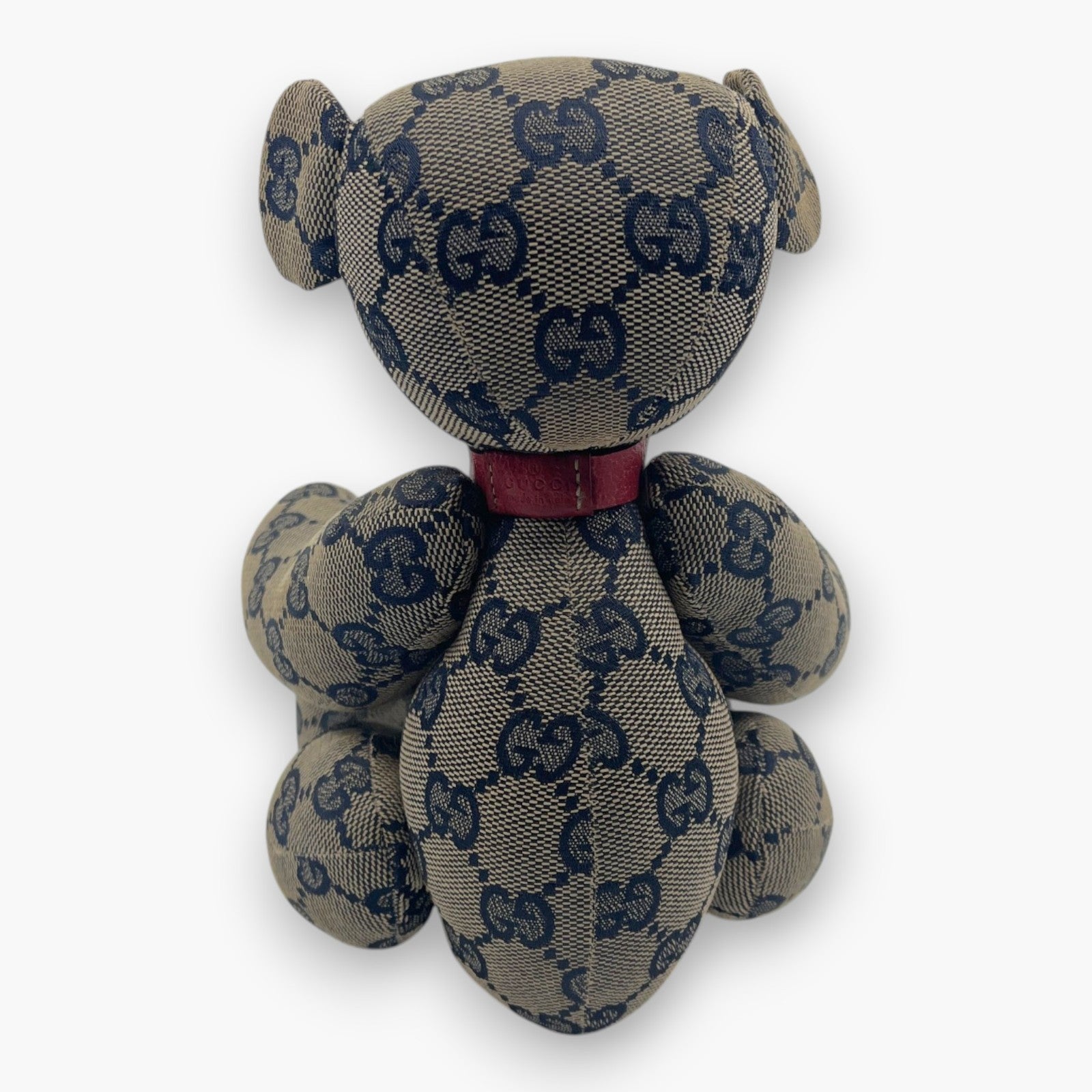 Gucci GG Monogram Canvas Teddy Bear Plush Doll Beige Navy