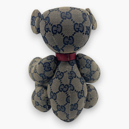Gucci GG Monogram Canvas Teddy Bear Plush Doll Beige Navy
