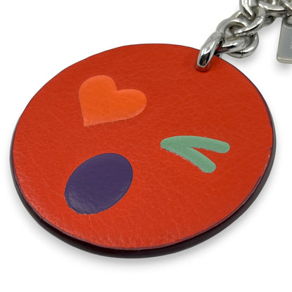 Coach Winky Emoji Leather Keychain Bag Charm in Orange