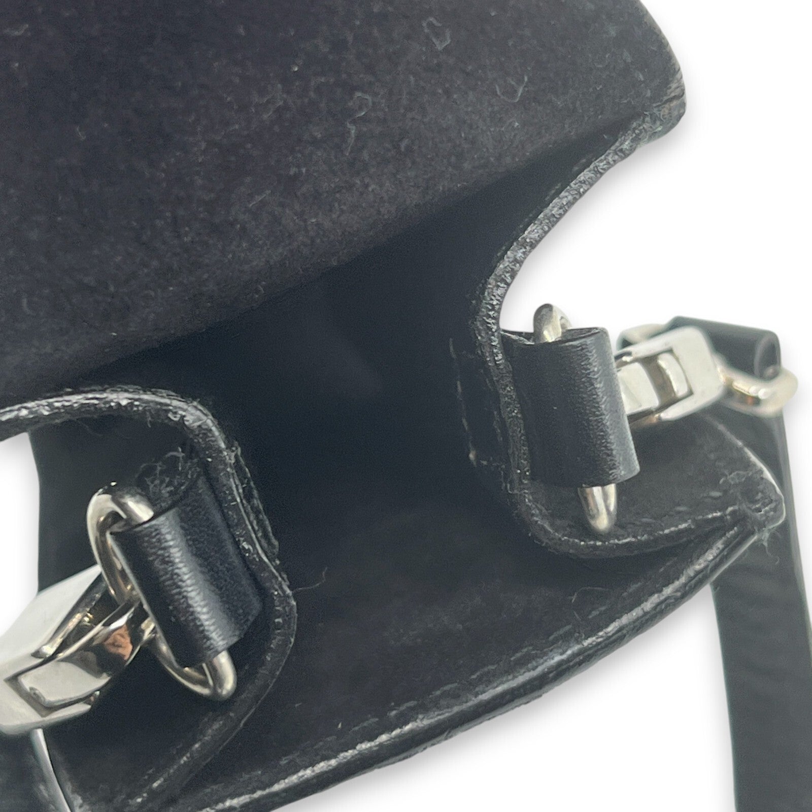 Salvatore Ferragamo Gancini Embossed Leather Mini Pouch Black  w/ Dust Bag