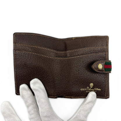 Gucci GG Supreme Canvas Web Stripe Bifold Wallet Brown Leather