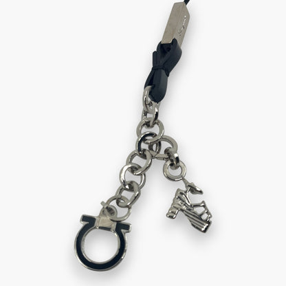 Salvatore Ferragamo Gancini Cell Phone Strap High Heel Shoe Charm Silver w/Box