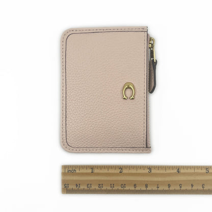 Coach Zip Card Case Coin Purse Light Pink Leather with Key Ring